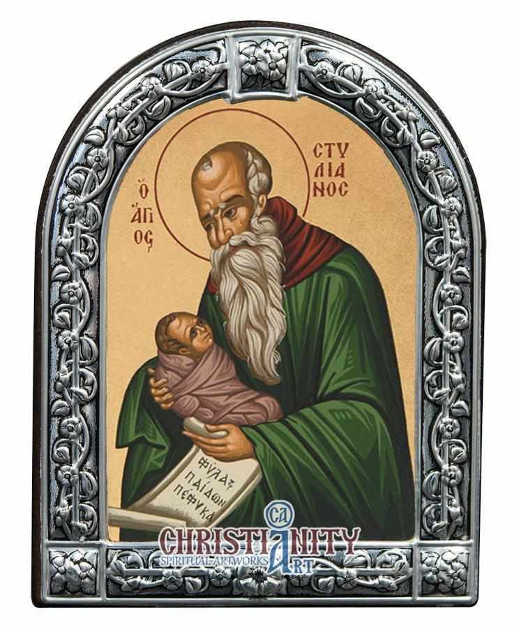 Saint Stylianos (Metallic icon - MC Series)-Christianity Art