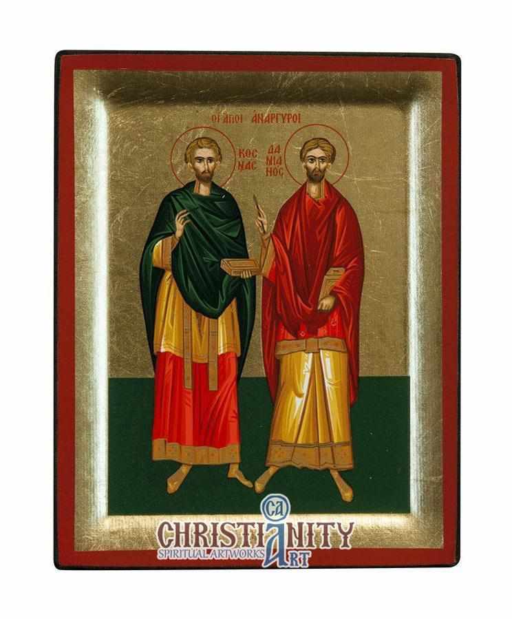 Saints Anargyroi (Engraved icon - S Series)-Christianity Art
