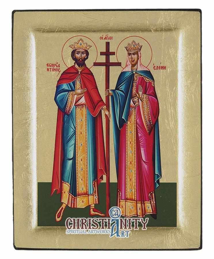 Saints Constantine and Helen (Engraved icon - S Series)-Christianity Art