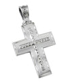 Silver 925 Cross Rhodium Coated with Cubic Zirconia-Christianity Art
