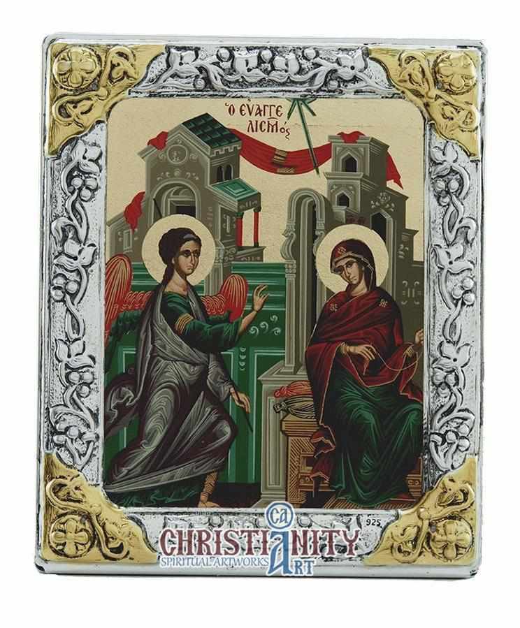 The Annunciation of Virgin Mary (Silver icon - G Series)-Christianity Art