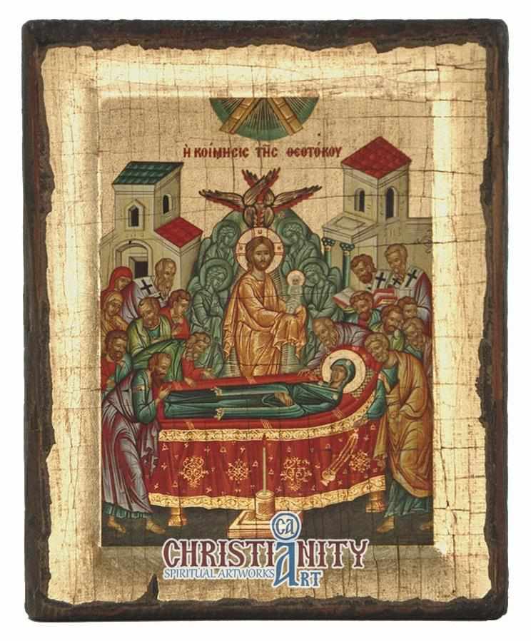 The Assumption (Engraved old - looking icon - S-EW Series)-Christianity Art