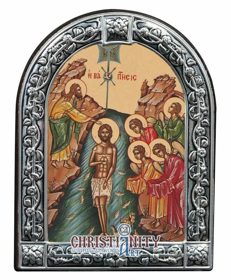 The Baptism of our Lord Jesus Christ (Metallic icon - MC Series)-Christianity Art