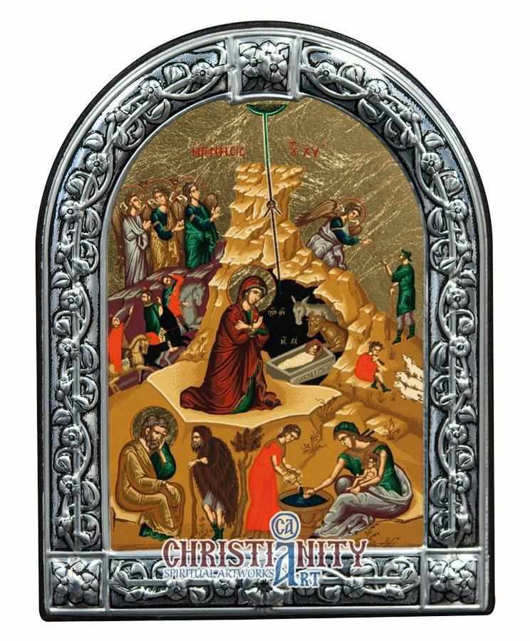 The Birth of Jesus Christ (Metallic icon - MC Series)-Christianity Art