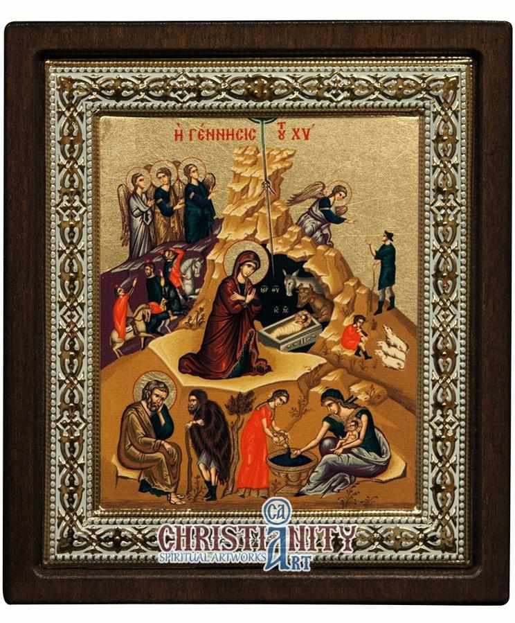 The Birth of Jesus Christ (Metallic icon - MR Series)-Christianity Art