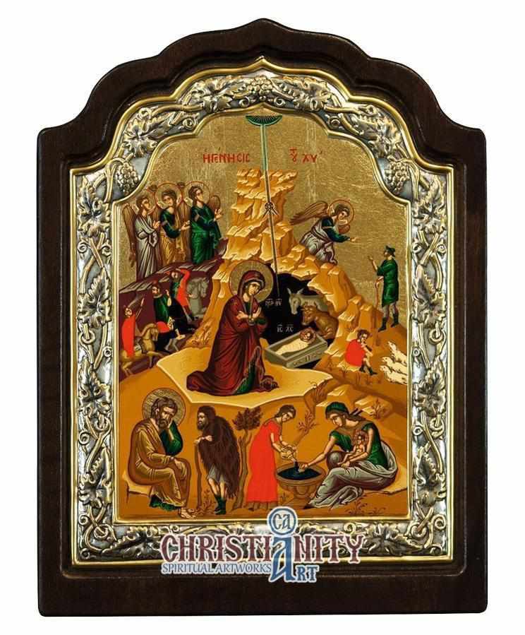 The Birth of Jesus Christ (Silver icon - C Series)-Christianity Art
