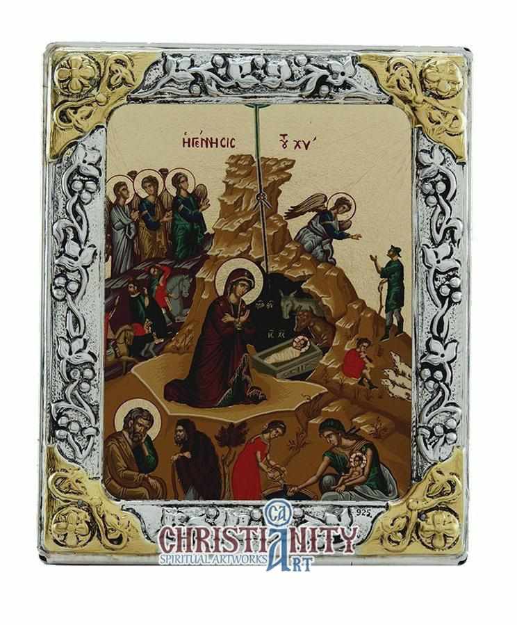 The Birth of Jesus Christ (Silver icon - G Series)-Christianity Art