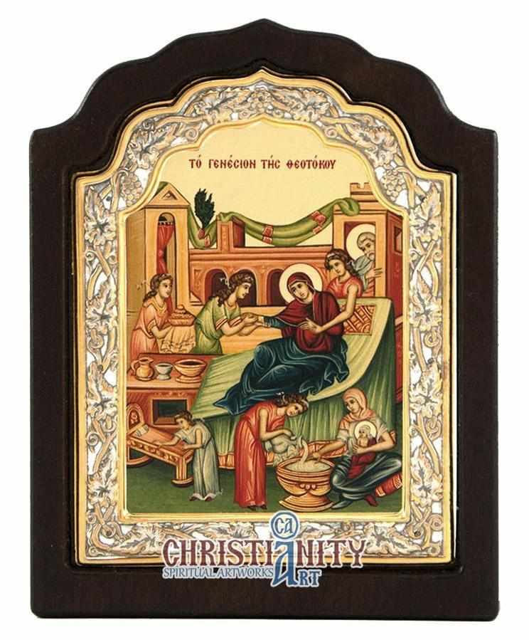 The Birth of Virgin Mary (Silver icon - C Series)-Christianity Art