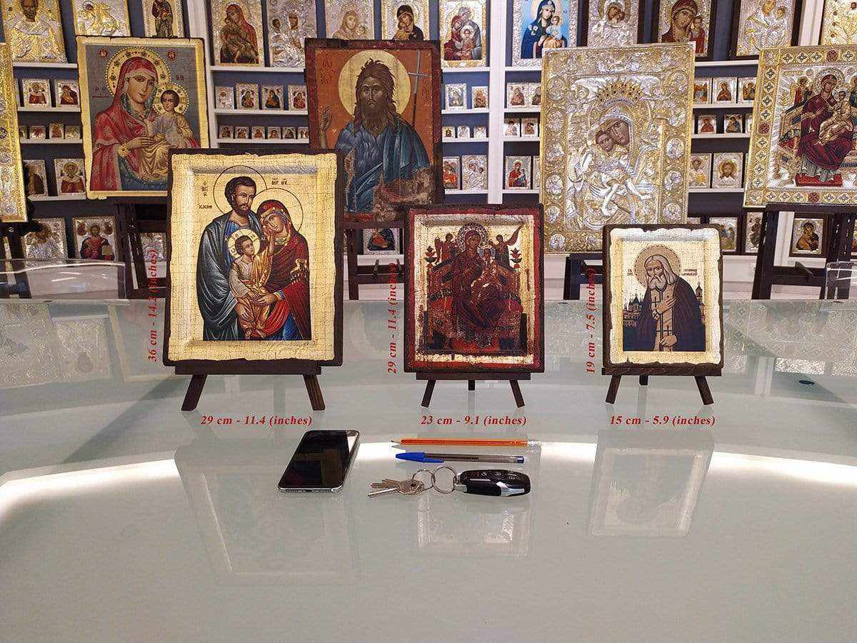 The Holy Family (Engraved old - looking icon - S-EW Series)-Christianity Art