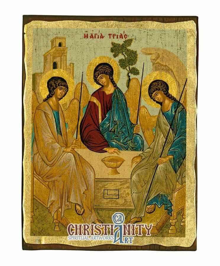 The Holy Trinity (Aged icon - SW Series)-Christianity Art