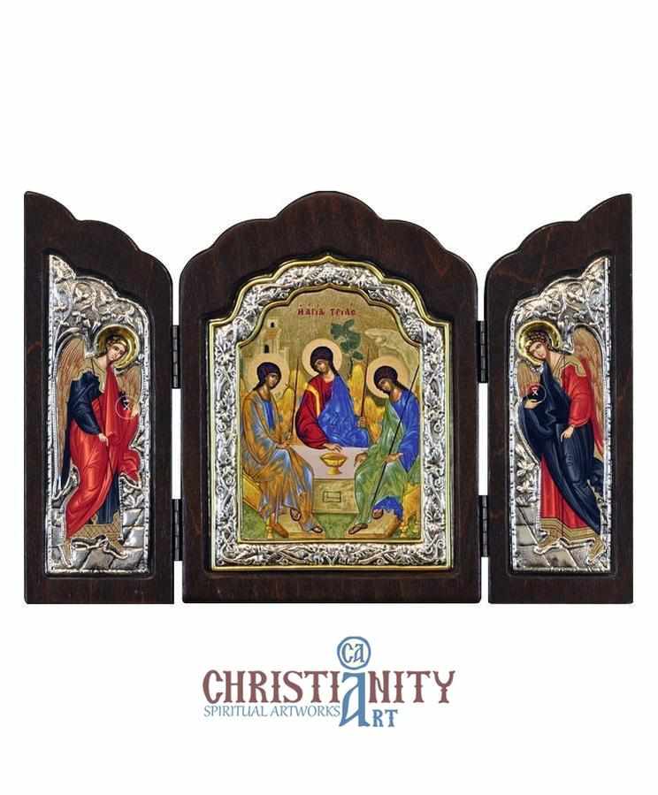 The Holy Trinity (Triptych - Silver icon - T Series)-Christianity Art
