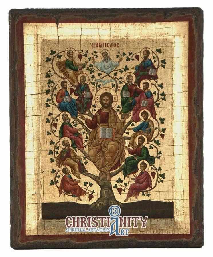 The Vine tree (Engraved old - looking icon - S-EW Series)-Christianity Art