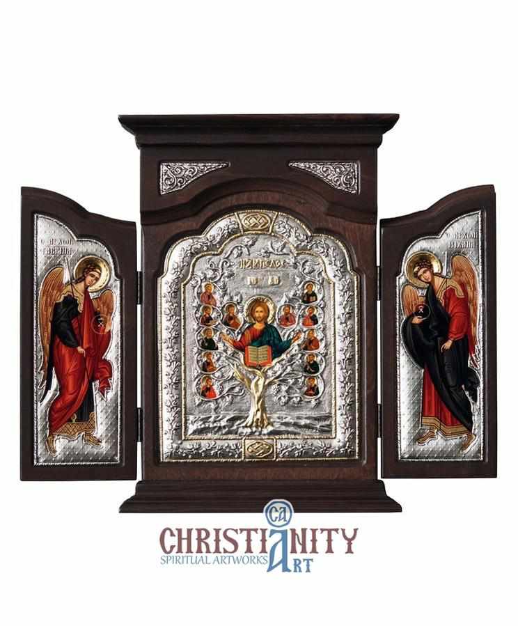 The Vine tree (Triptych - Silver icon - T Series)-Christianity Art