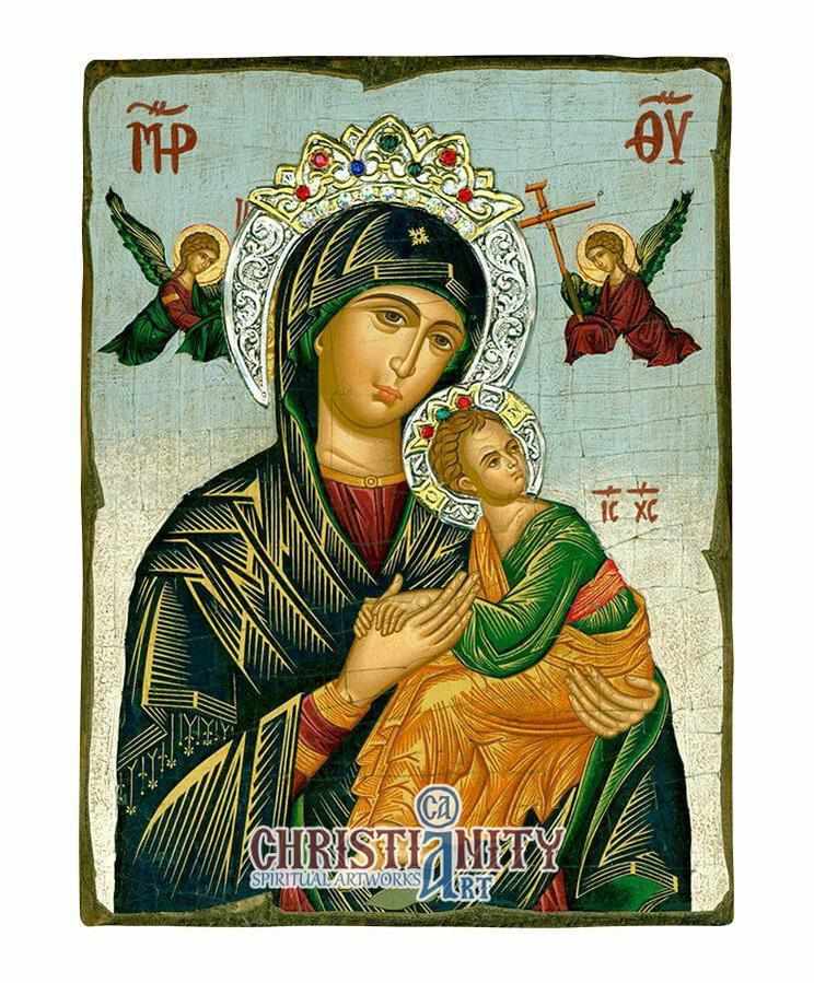 Virgin Perpetual Help (Aged - Silver Halo Icon - SWS Series)-Christianity Art