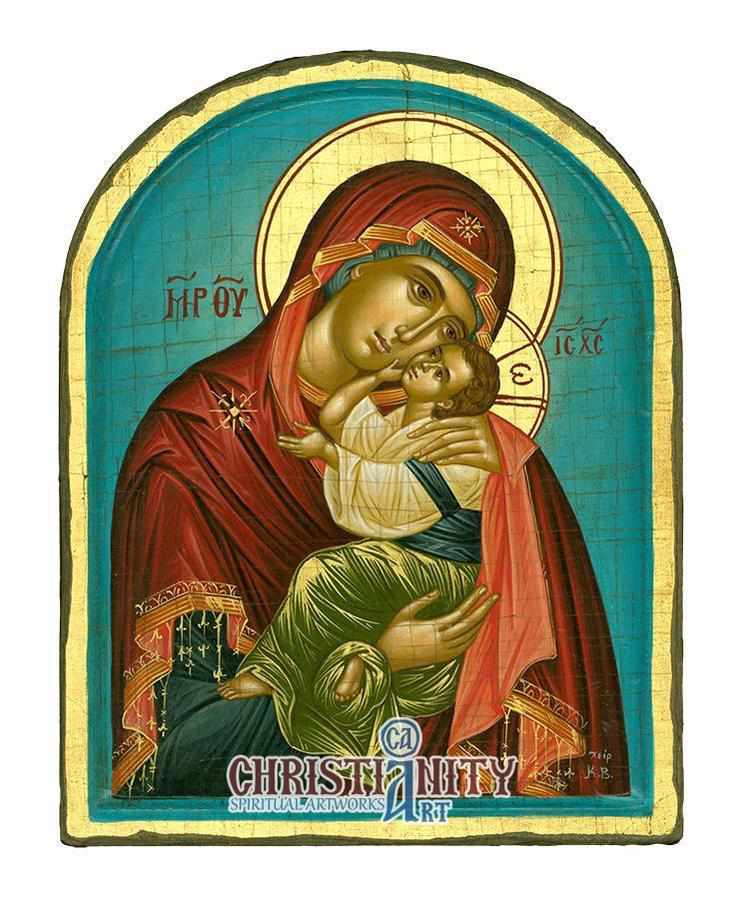 Virgin Glykofilousa (Sweet Kissing) (100% Handpainted Icon - P Series)-Christianity Art