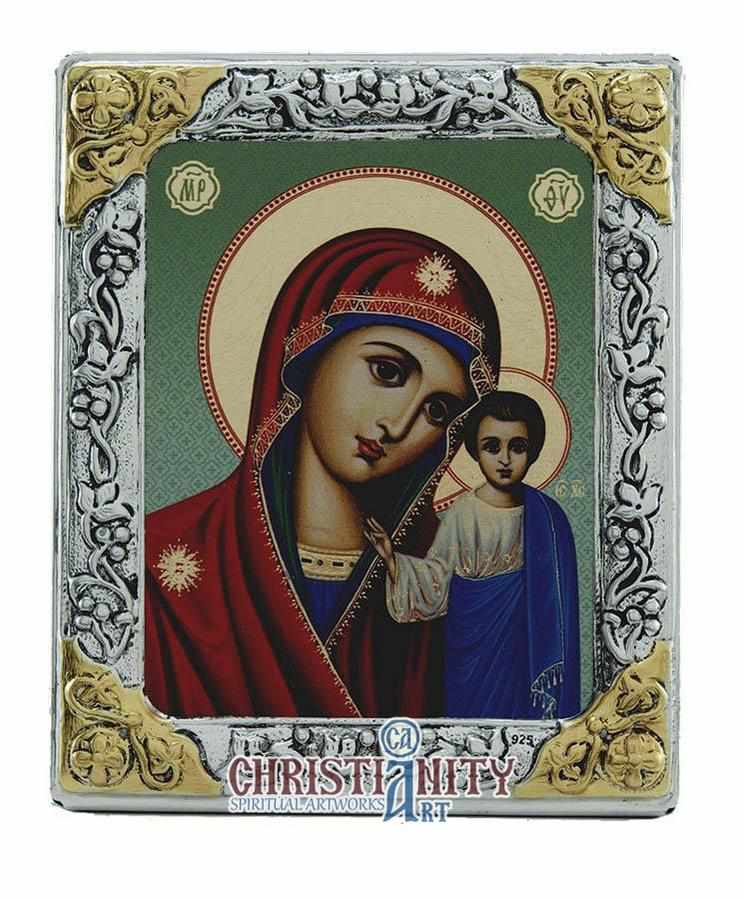 Virgin Mary and Child of Kazan (Silver icon - G Series)-Christianity Art