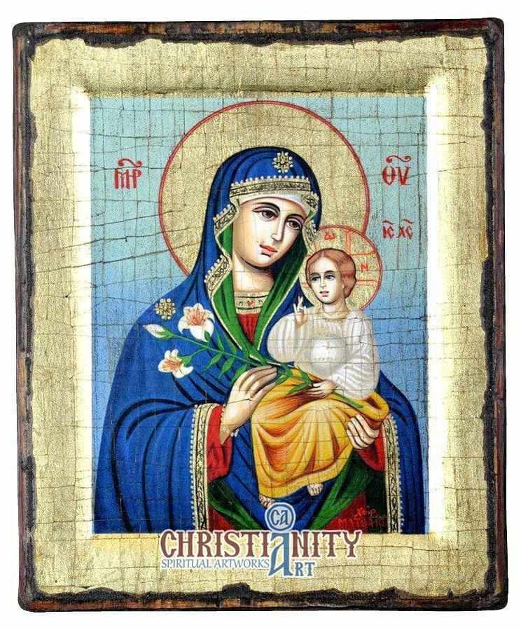 Virgin Mary Eternal Bloom (100% Handpainted Icon - P Series)-Christianity Art