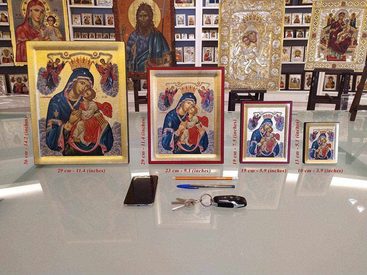 Virgin Mary Glykophilousa - Sweet Kissing - Wooden icon in canvas with ...