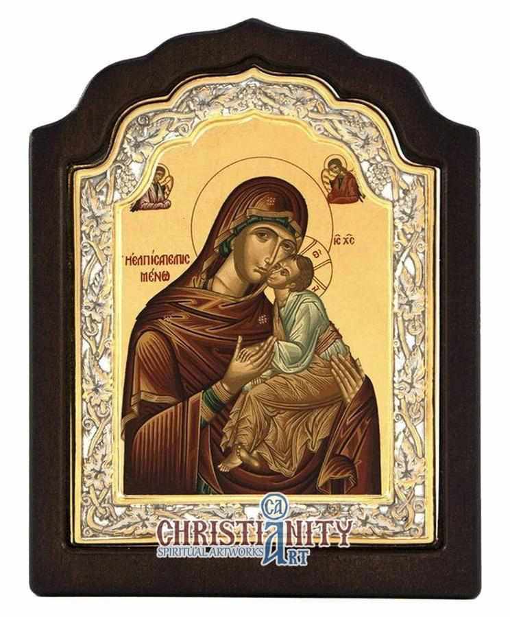 Virgin Mary Glykofilousa - Sweet Kissing (Silver icon - C Series)-Christianity Art