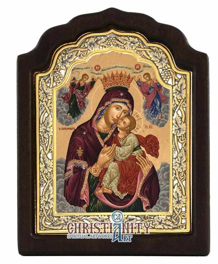 Virgin Mary Glykofilousa - Sweet Kissing (Silver icon - C Series)-Christianity Art