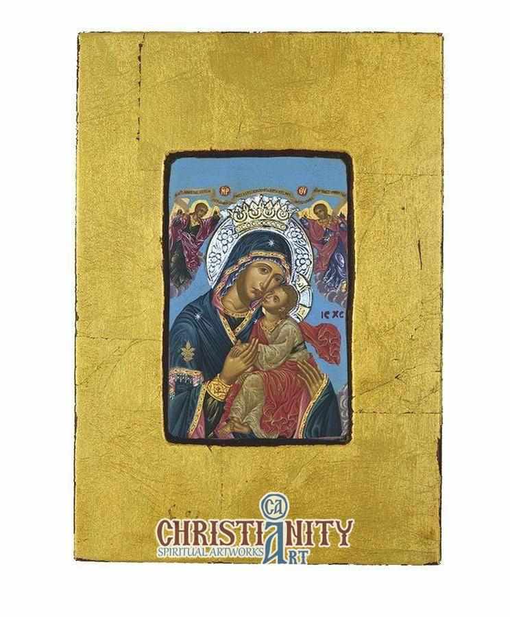 Virgin Mary Glykofilousa - Sweet Kissing (Silver icon - FS Series)-Christianity Art