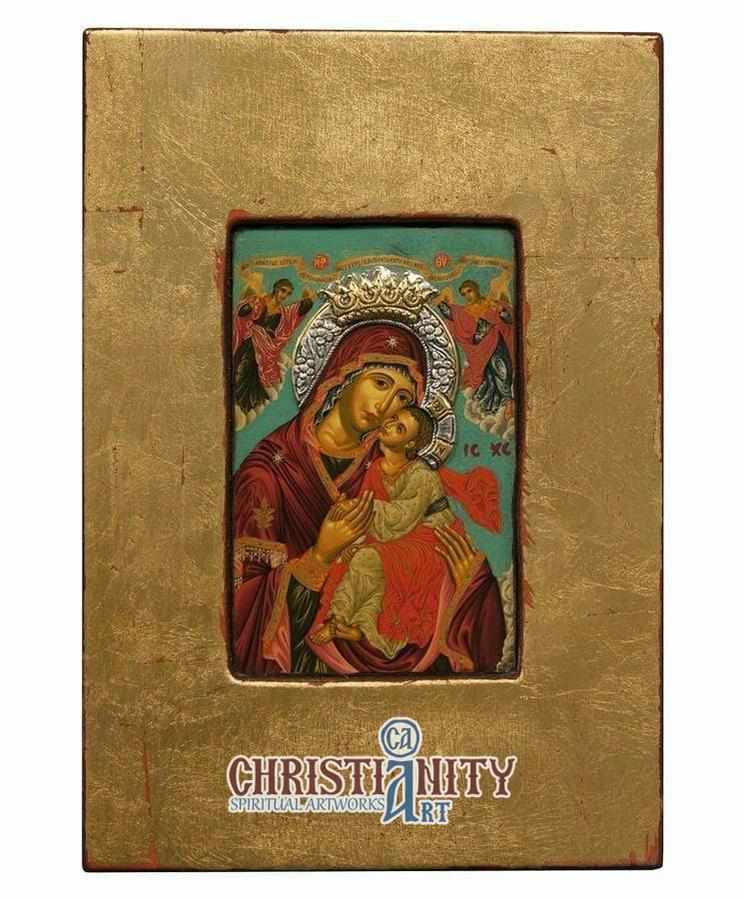 Virgin Mary Glykofilousa - Sweet Kissing (Silver icon - FS Series)-Christianity Art