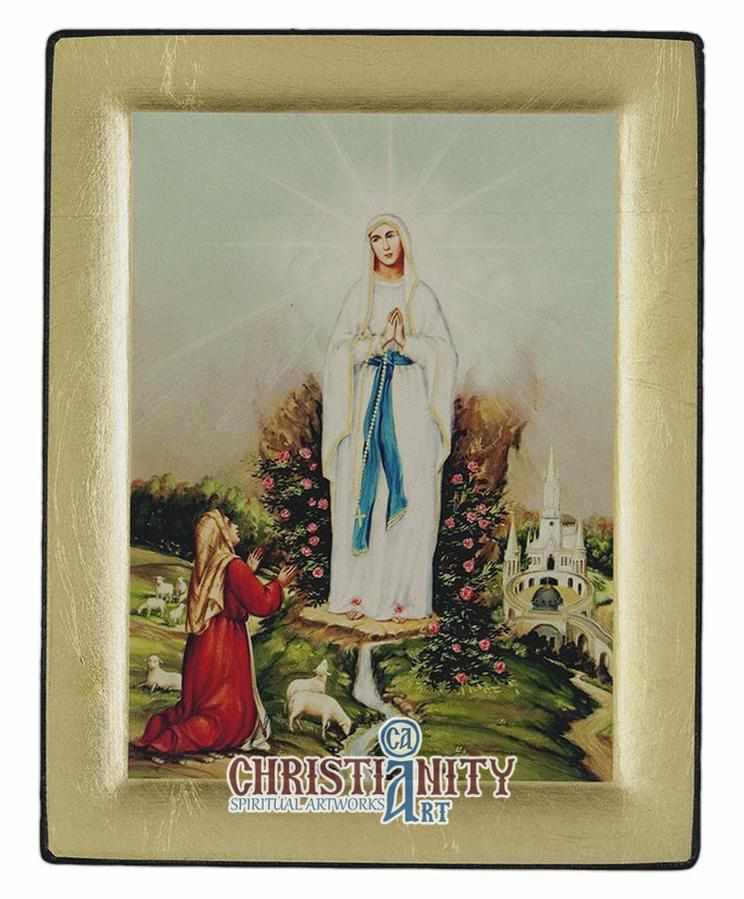 Virgin Mary - Lady of Lourdes (Engraved icon - S Series)-Christianity Art