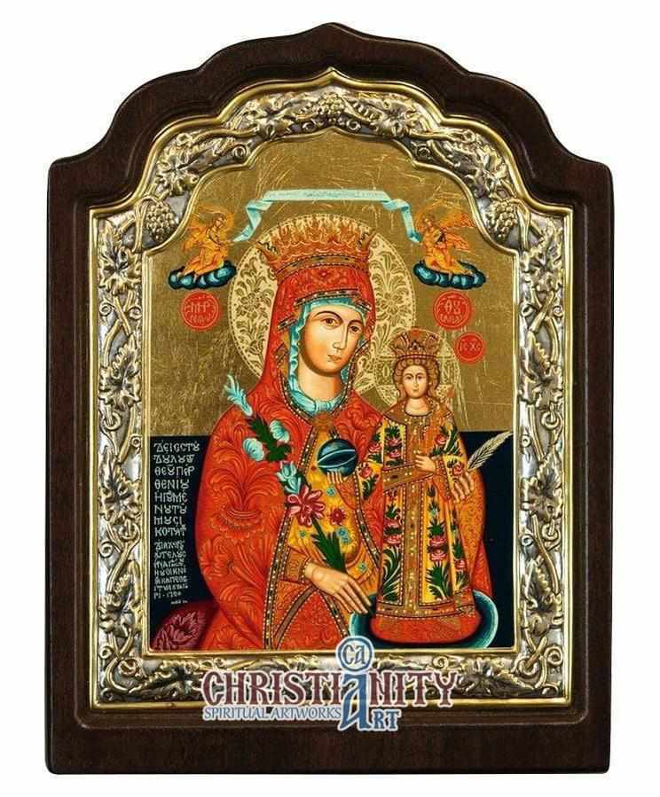 Virgin Mary of Roses (Silver icon - C Series)-Christianity Art
