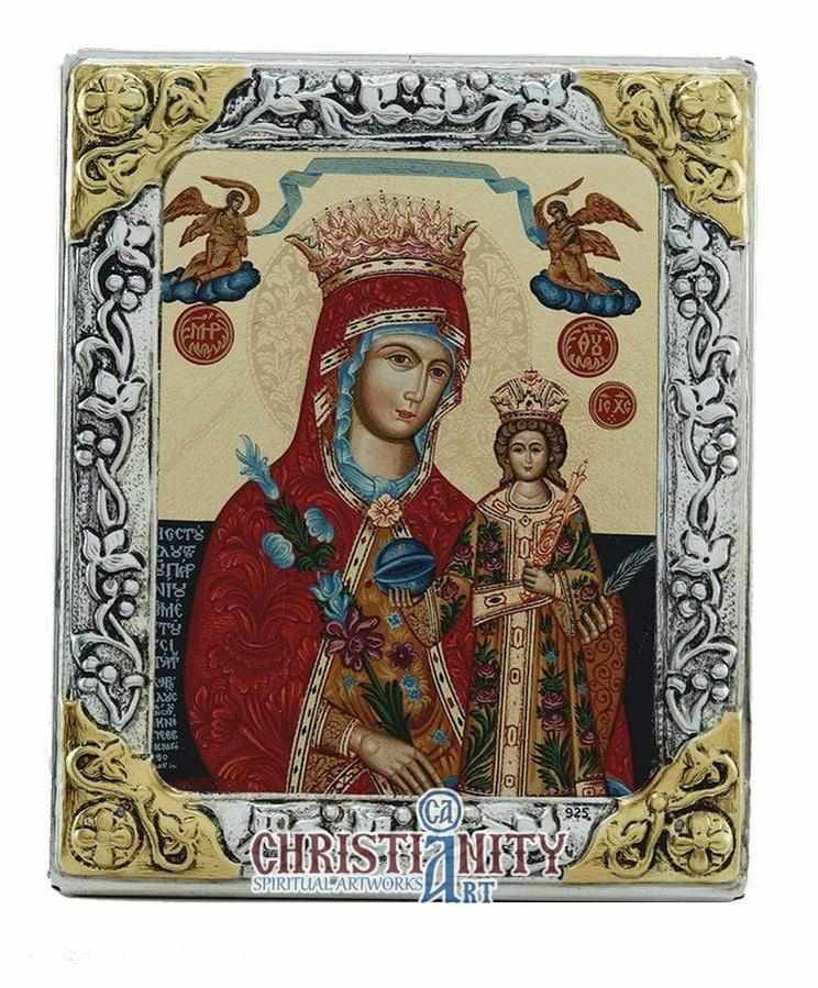 Virgin Mary of Roses (Silver icon - G Series)-Christianity Art