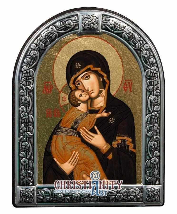 Virgin Mary of Vladimir (Metallic icon - MC Series)-Christianity Art