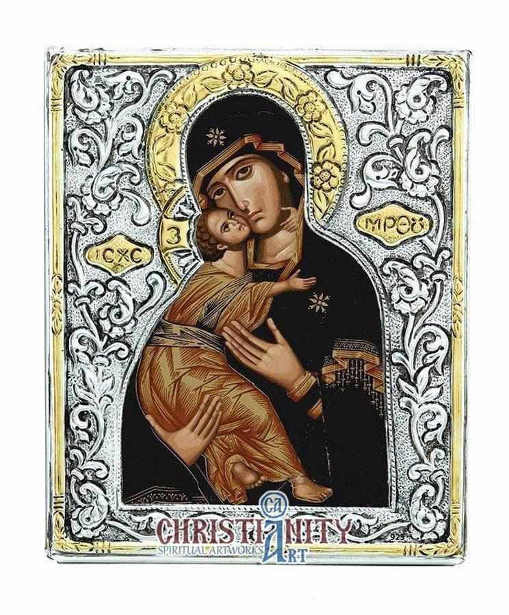Virgin Mary of Vladimir (Silver icon - G Series)-Christianity Art