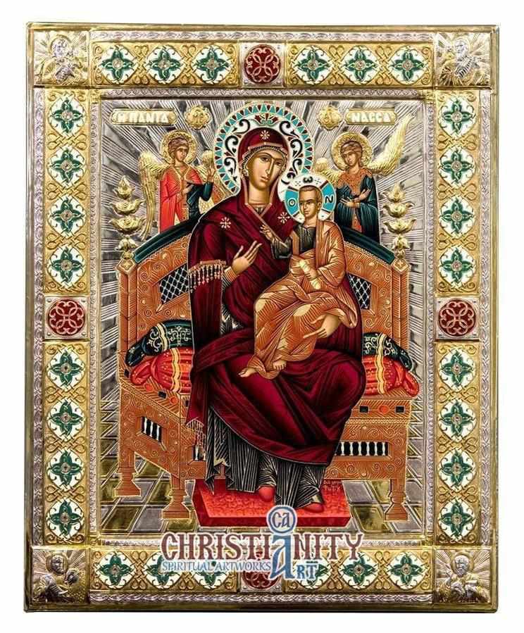 Virgin Mary Pantanassa (Silver icon - GE Series)-Christianity Art