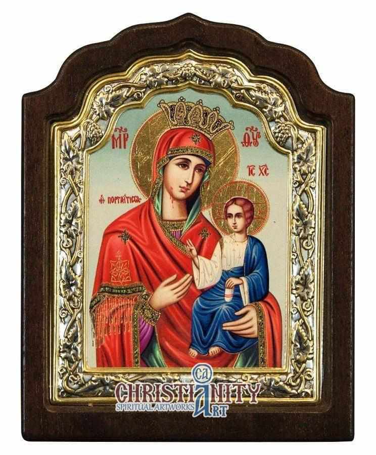 Virgin Mary Portaitissa (Silver icon - C Series)-Christianity Art