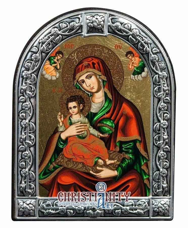 Virgin Mary Vrefokratousa - Child Holding (Metallic icon - MC Series)-Christianity Art