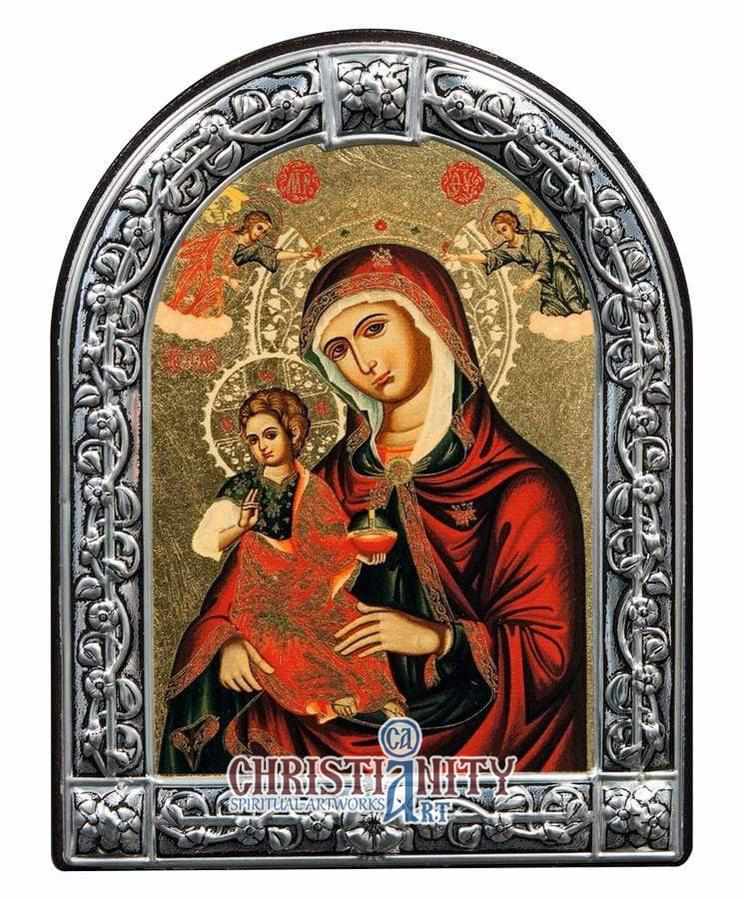 Virgin Mary Vrefokratousa - Child Holding (Metallic icon - MC Series)-Christianity Art
