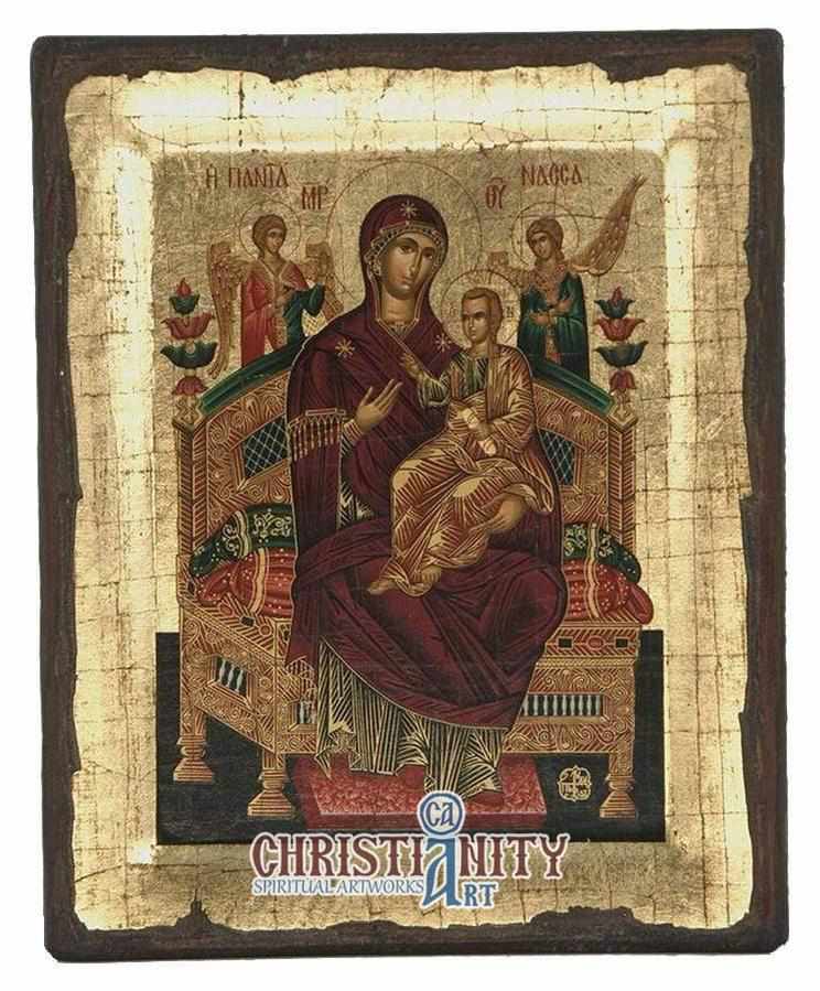 Virgin Pantanassa (Engraved old - looking icon - S-EW Series)-Christianity Art