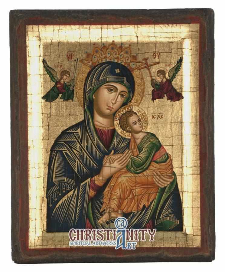 Virgin Perpetual Help (Engraved old - looking icon - S-EW Series)-Christianity Art